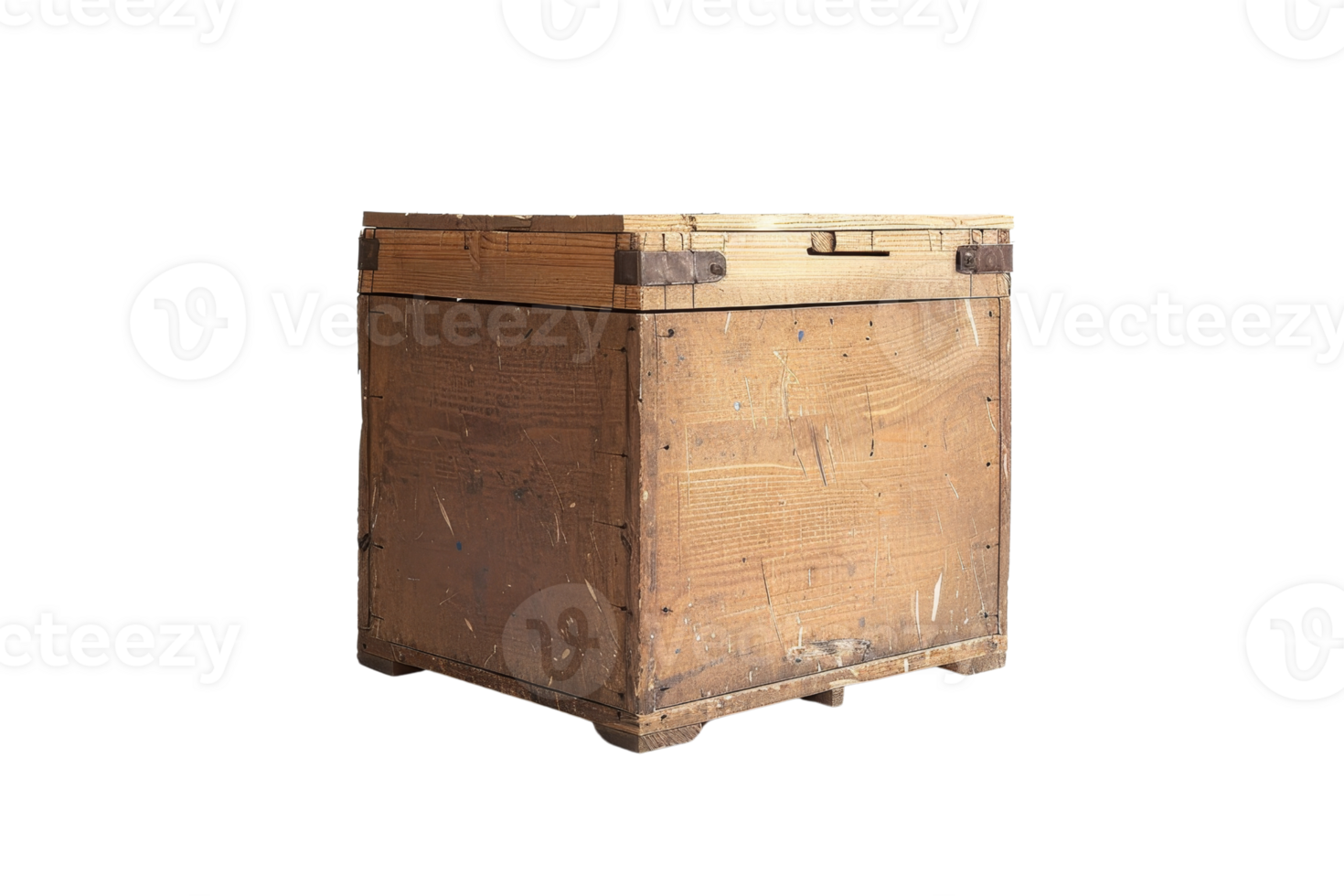 Vintage wooden crate with a rustic appearance, ideal for storage or decoration, isolated on a transparent background. png