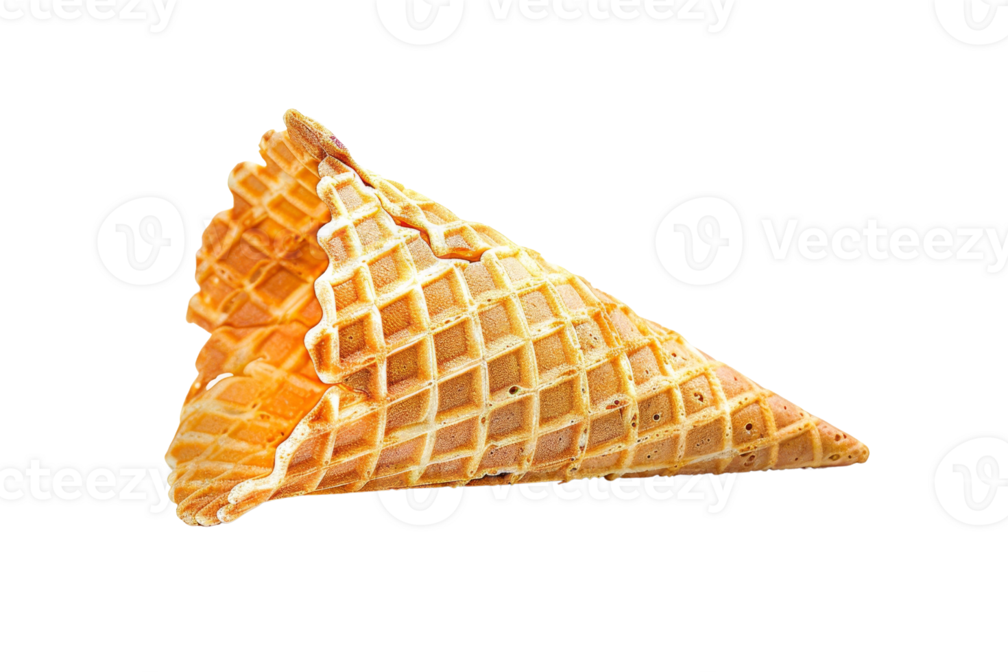 Crispy waffle cone isolated on transparent background. Perfect for ice cream or dessert presentations. High-quality stock photo for culinary projects. png