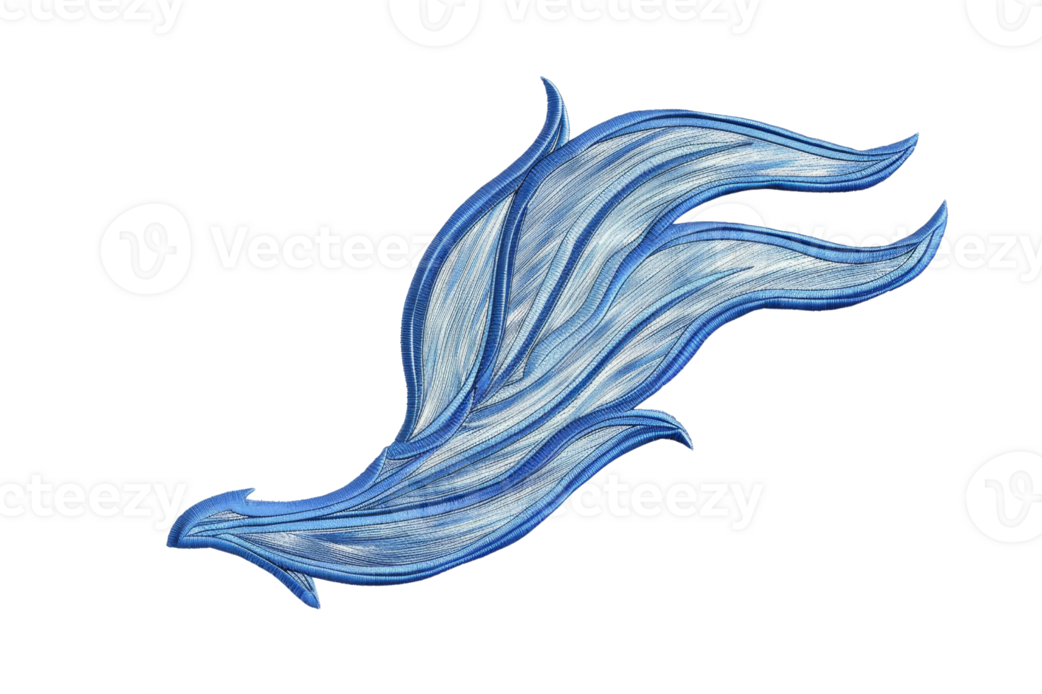 Blue and white abstract flame design, with a fluid and dynamic shape, ideal for artistic and creative projects. png