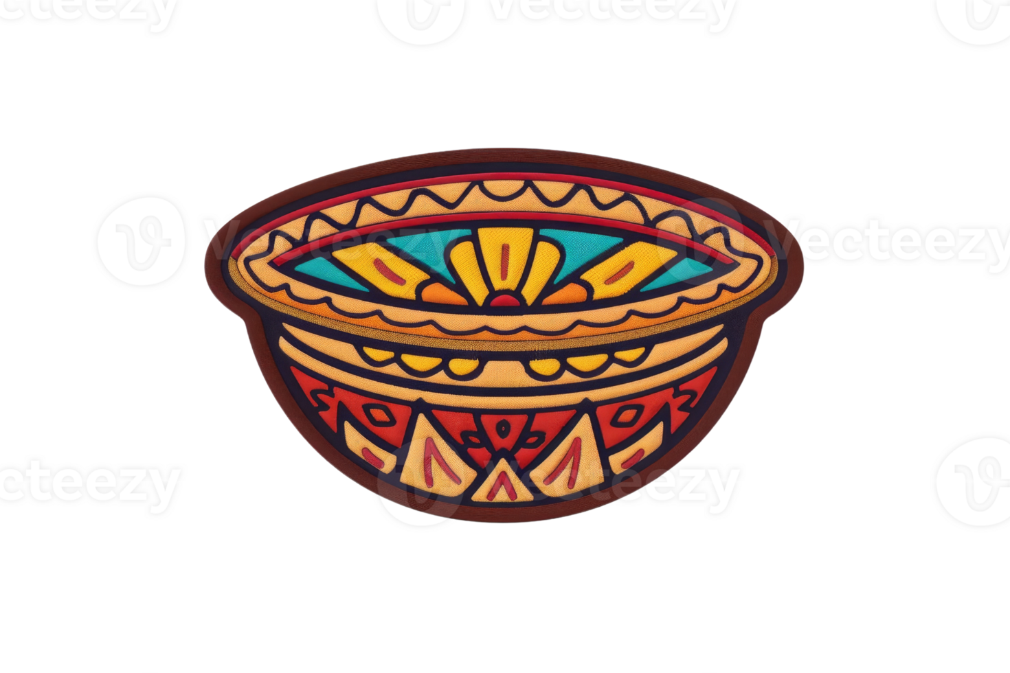 Colorful decorative bowl with intricate patterns and a vibrant design, perfect for adding a touch of artistic flair to any setting. png