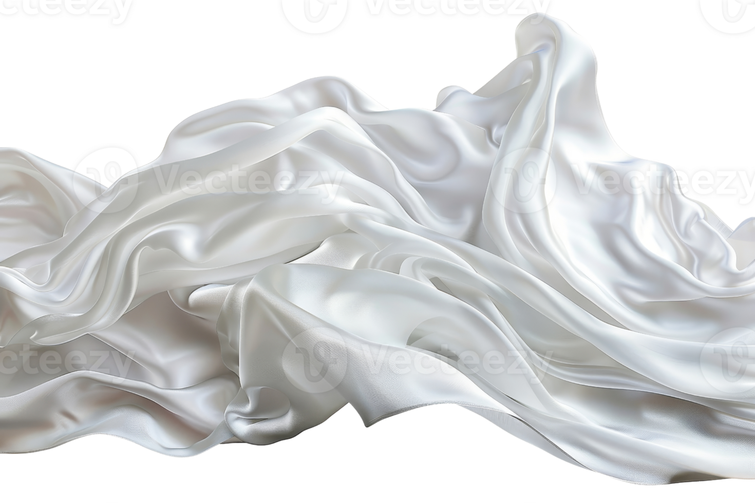 Luxurious white silk fabric with soft, flowing folds and a smooth texture perfect for fashion, interior design, and elegant backgrounds. png