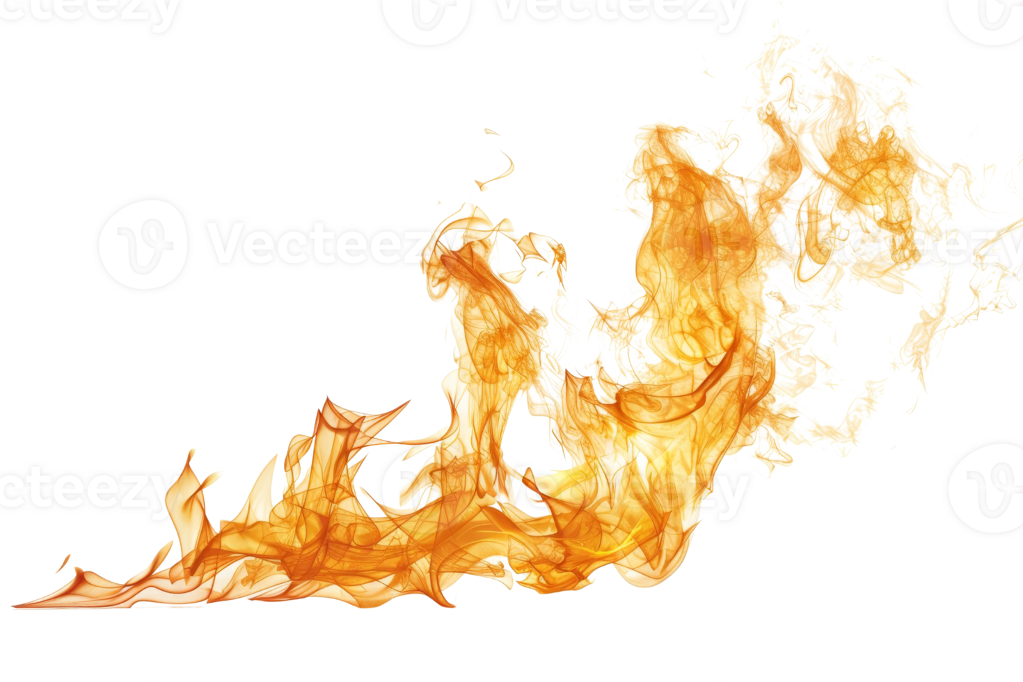 Dynamic image of orange and yellow flames isolated on a transparent background, perfect for creative design and fiery backgrounds. png
