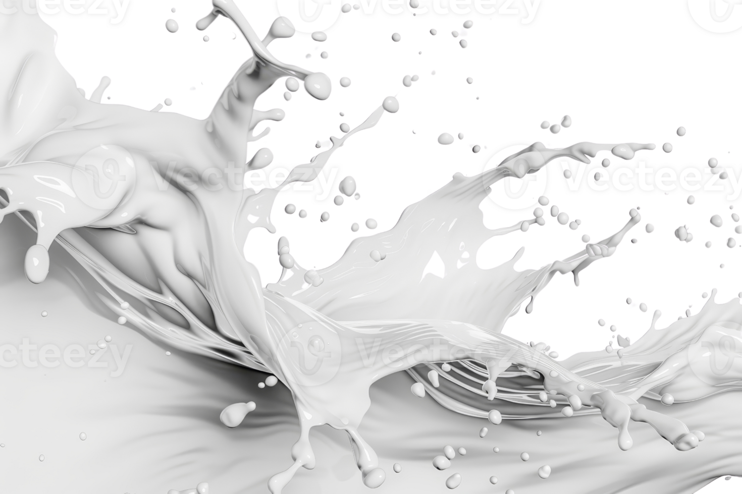 Abstract close-up of white liquid splashing against a black background, capturing motion and texture in high detail. png