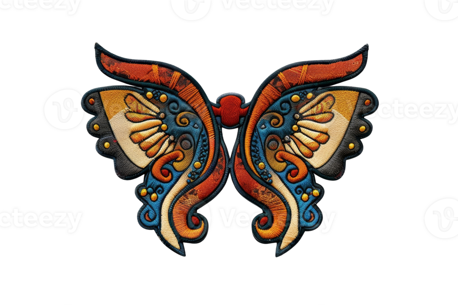 Colorful and intricate butterfly artwork with vibrant patterns and hues, perfect for decoration or artistic inspiration. png