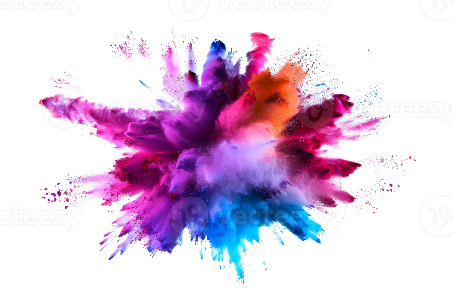 Explosive burst of vibrant colors in powder form, creating a mesmerizing splash effect on a dark background. Perfect for artistic projects. png