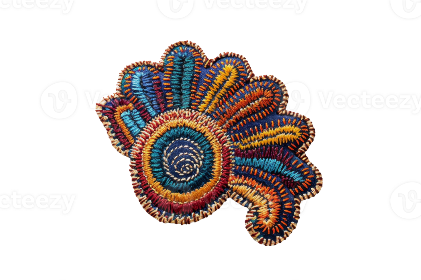 Colorful handcrafted embroidery patch in vibrant hues, perfect for adding a unique touch to fabrics and accessories. Vibrant and decorative design. png