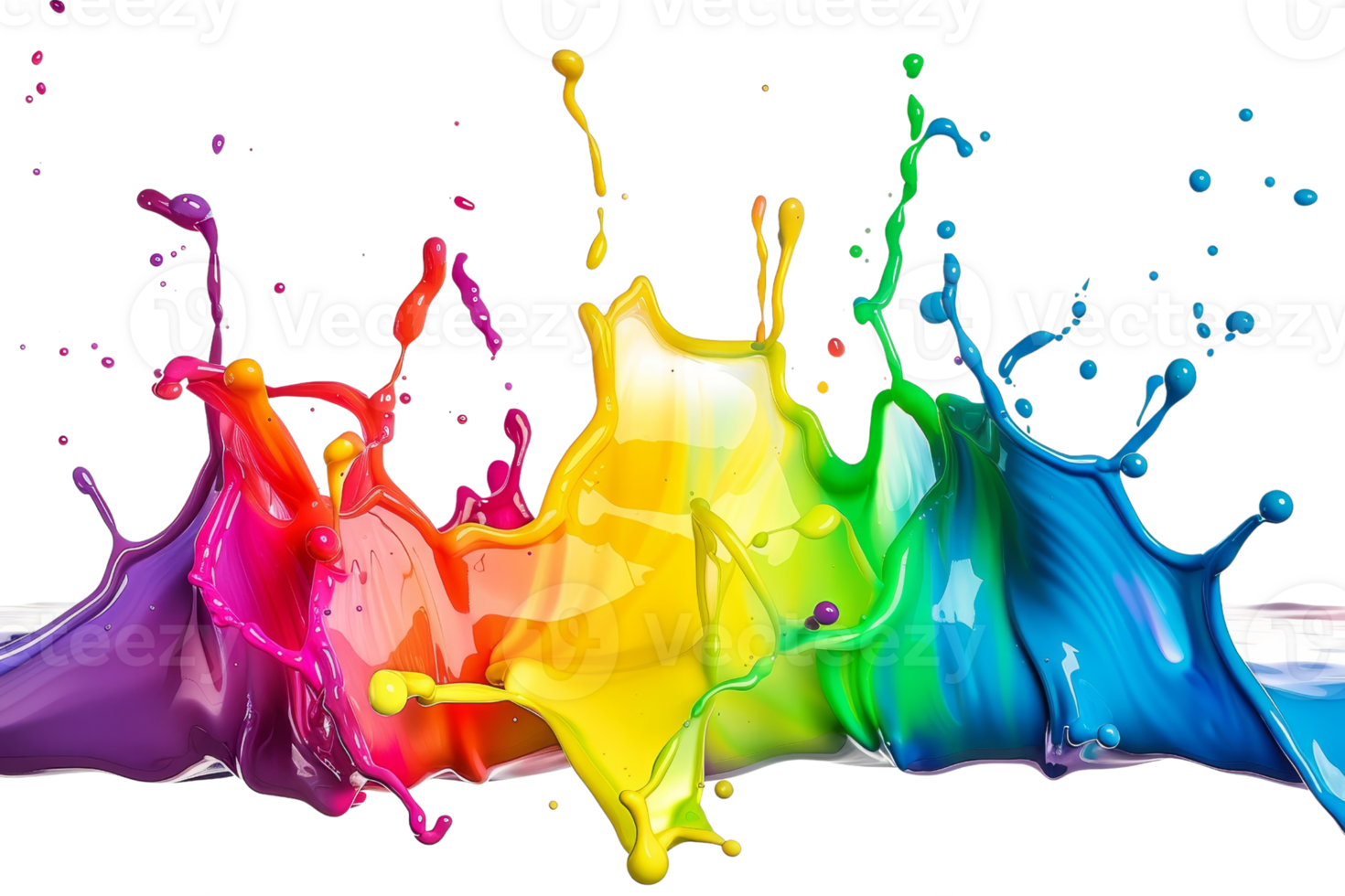 Bright and vibrant splashes of colorful paint create an explosive and artistic visual. Perfect for creative projects and design inspiration. png