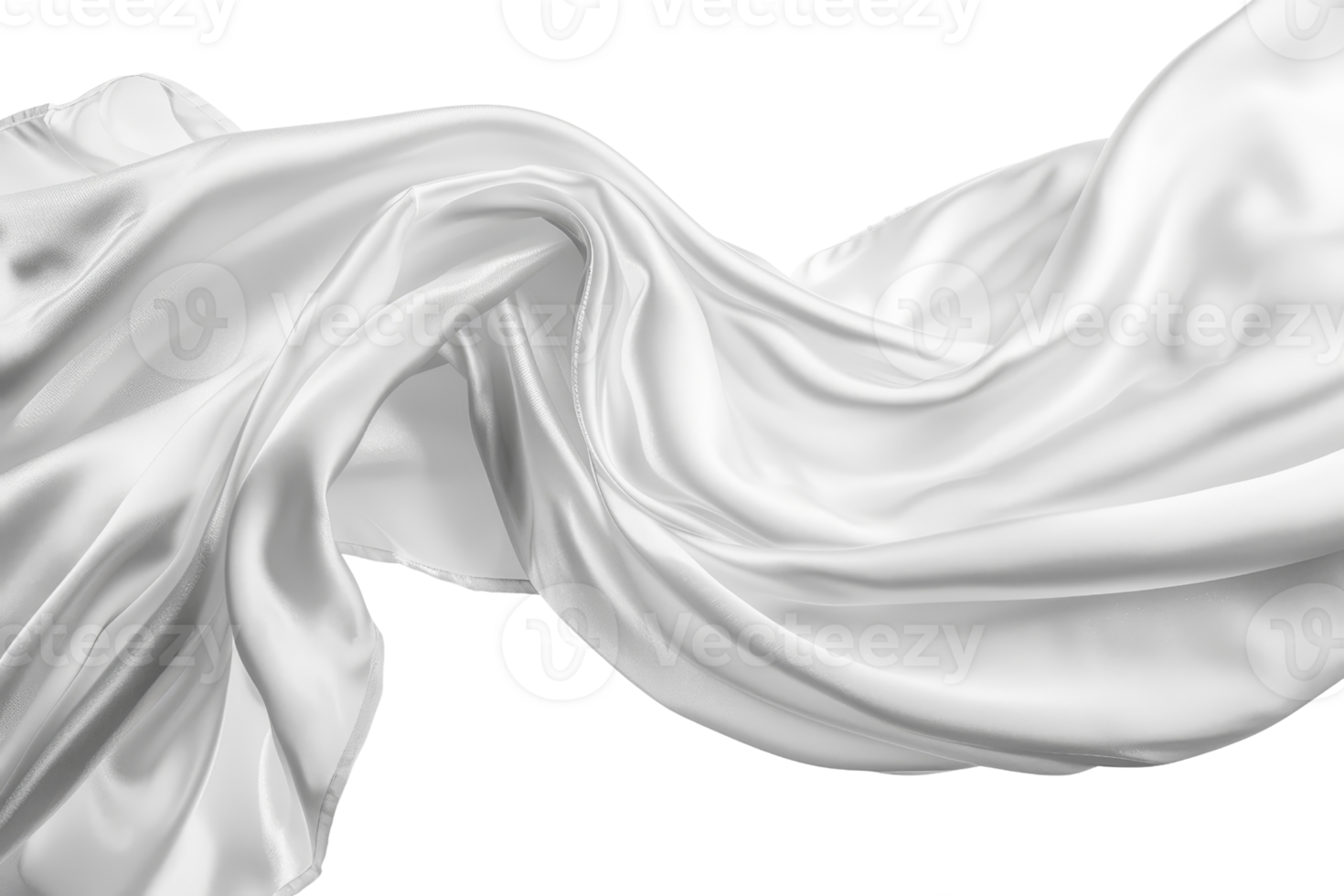 Flowing white fabric captured in motion, perfect for backgrounds, textures, or design projects. High-resolution and clean layout. png