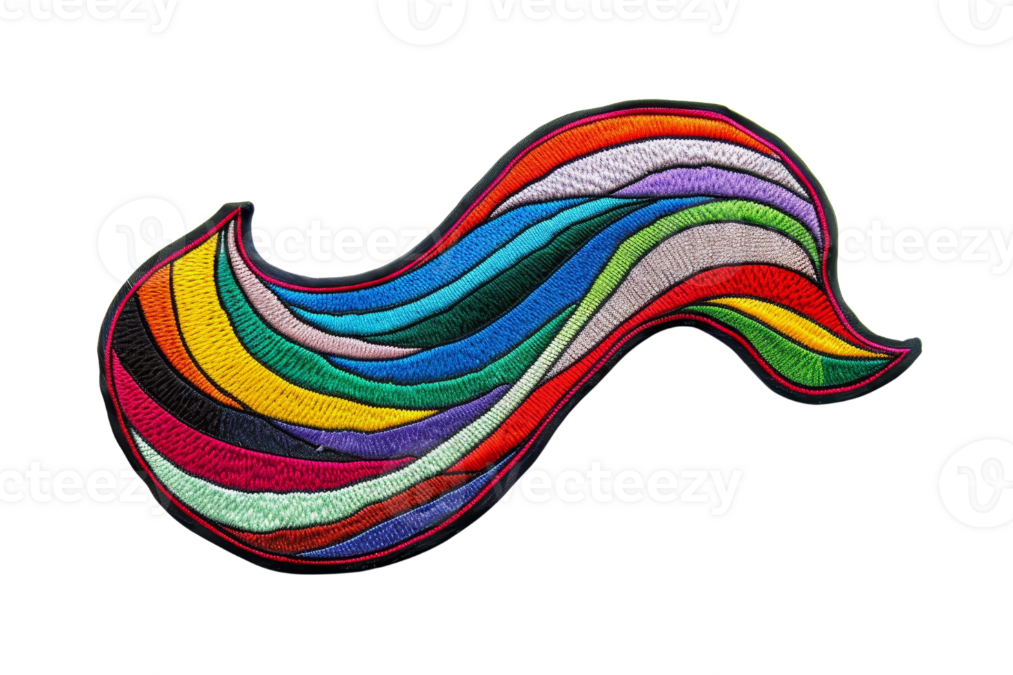 Vibrant multicolored abstract wave art on a transparent background. showcasing dynamic flow and creative design. png