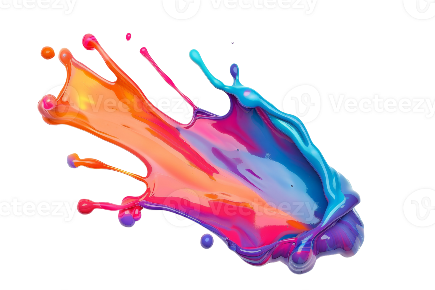 Vibrant abstract paint splash isolated on transparent background. colorful liquid explosion, creative art design for stock photos. png