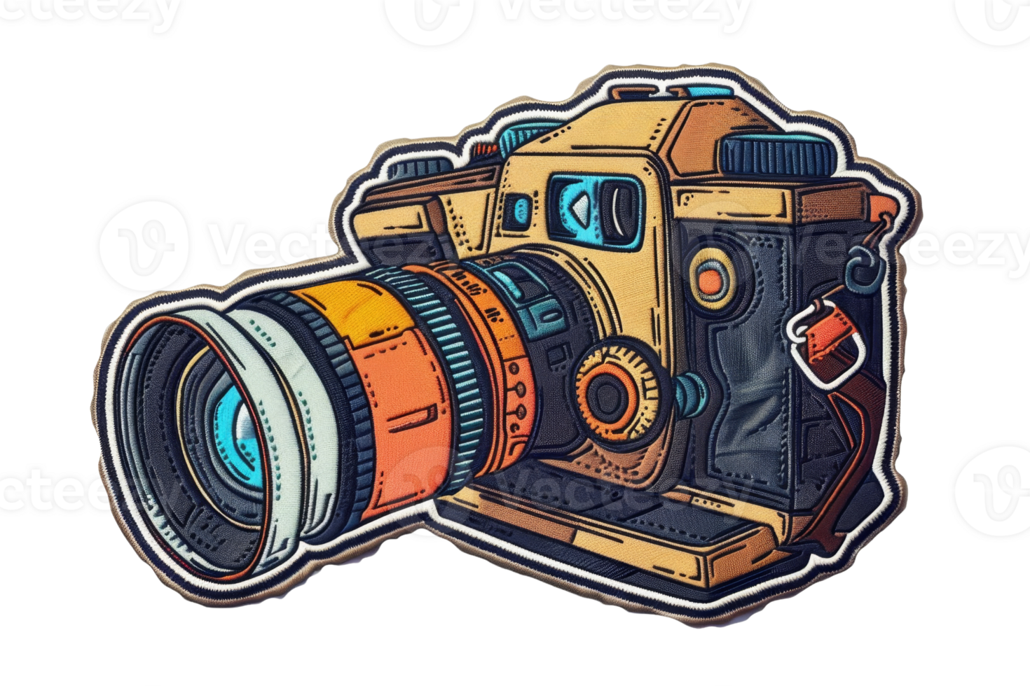 Illustration of a vintage camera with intricate details, depicting an old-fashioned photography tool in a stylized design. png