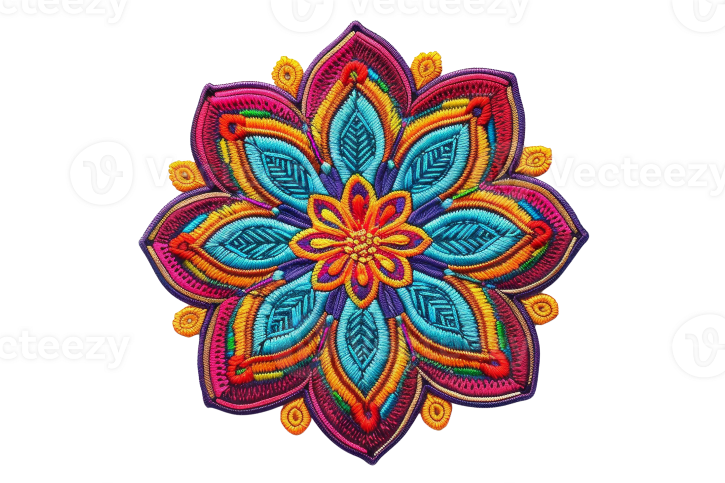 Colorful mandala with intricate patterns and vibrant hues, perfect for meditation, spiritual design, and artistic inspiration. png