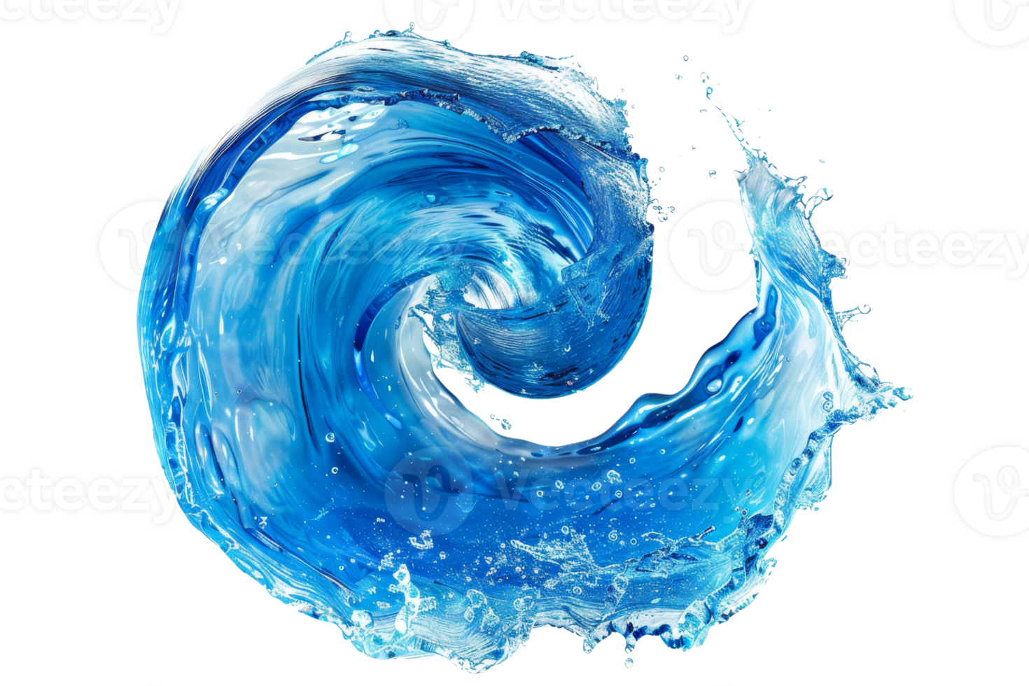 Dynamic swirling wave of blue water isolated on transparent background. perfect for aquatic themed designs and water-related concepts. png