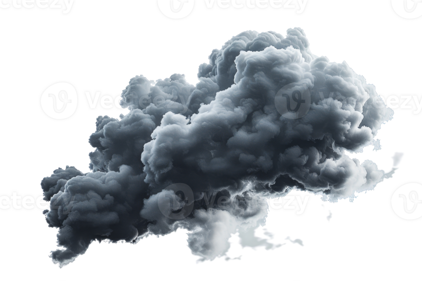 Dramatic dark smoke cloud isolated on transparent background. perfect for effects, weather, and environmental projects. png