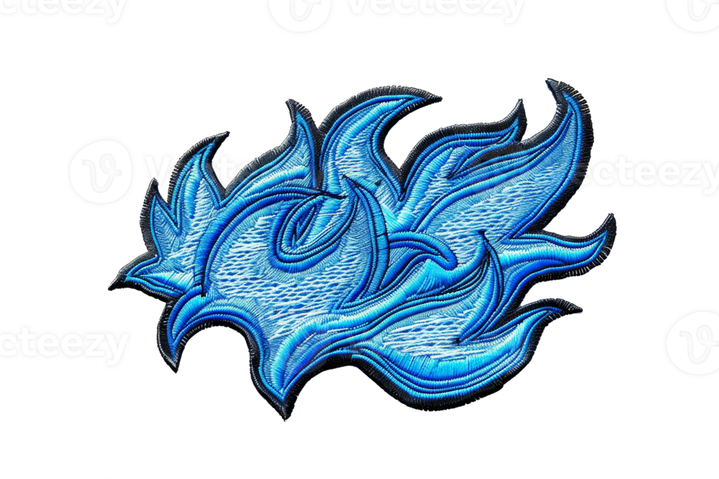 Digital illustration of stylized blue flame design with intricate details, ideal for artwork, backgrounds, and creative projects. png