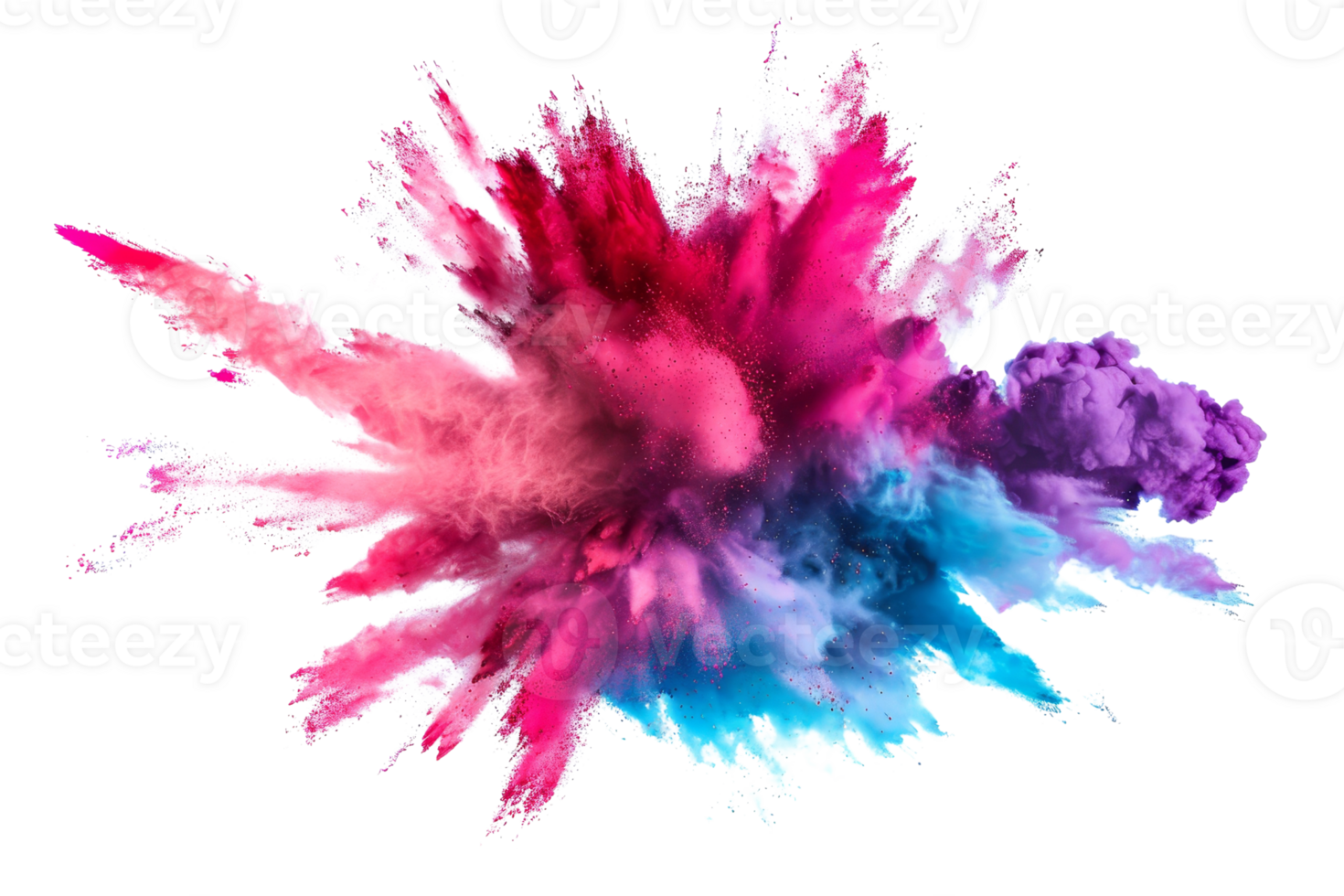 Vibrant explosion of colorful powder, creating a dynamic and energetic visual effect. Perfect for backgrounds, art, and creative design projects. png