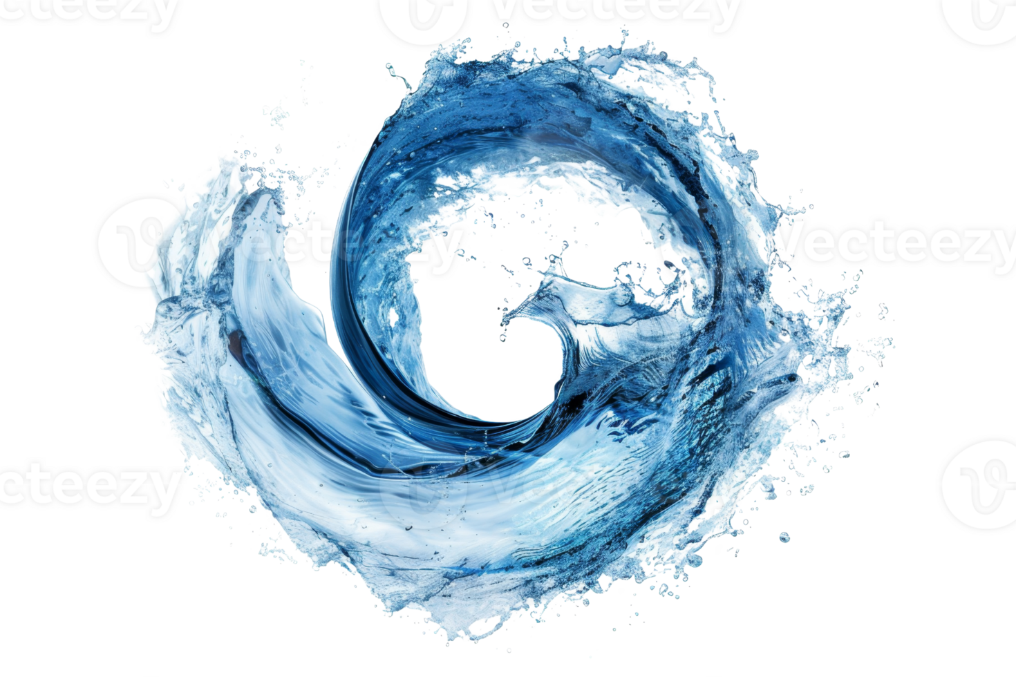 Abstract water splash in circular motion representing fluidity, movement, and fluid dynamics on a transparent background. png