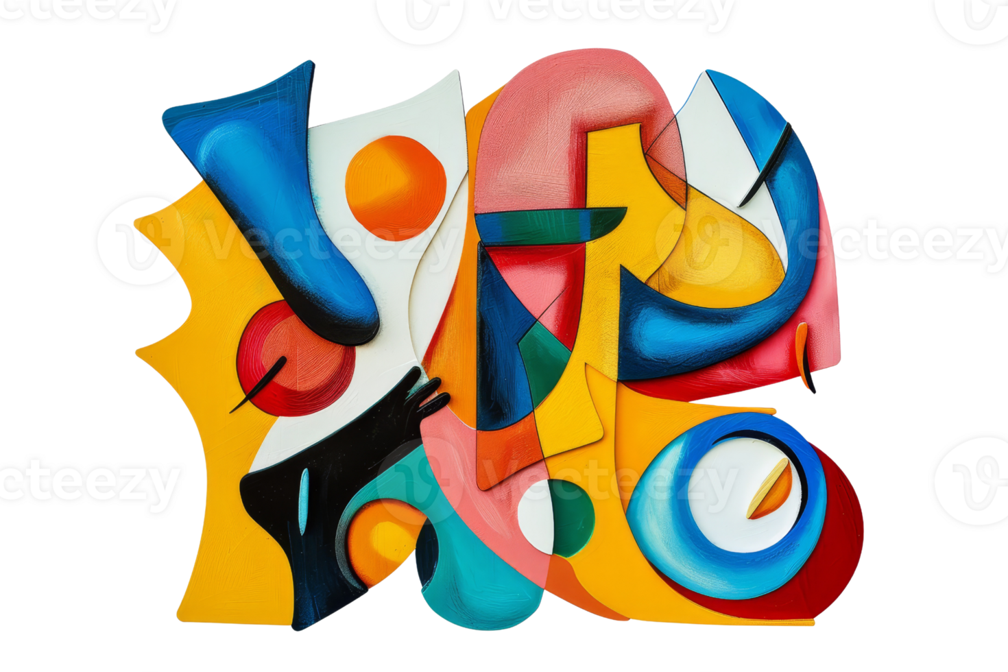 Abstract colorful geometric shapes in contemporary art style, featuring bold patterns and dynamic vibrant colors. png