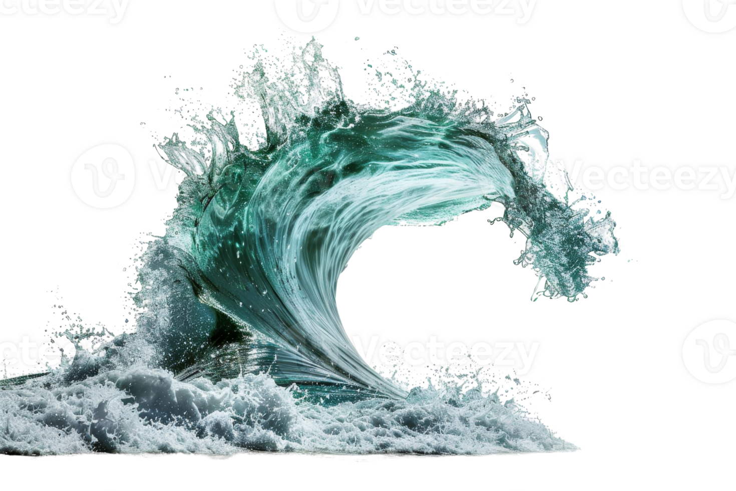 Dynamic ocean wave splashing with powerful energy, captured in a high-resolution stock photo for creative and commercial use. png