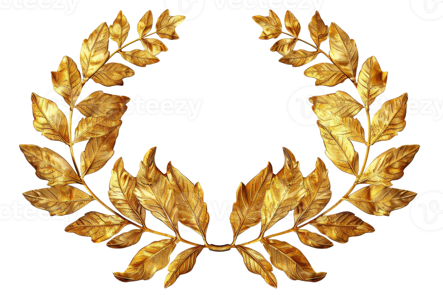 Golden laurel wreath symbolizing victory, honor, and achievement. Perfect for awards, recognition, and ceremonial design elements. png