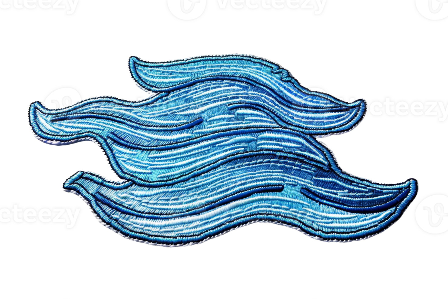 Hand-drawn illustration of abstract blue waves with intricate details, perfect for use in design projects and creative artwork. png