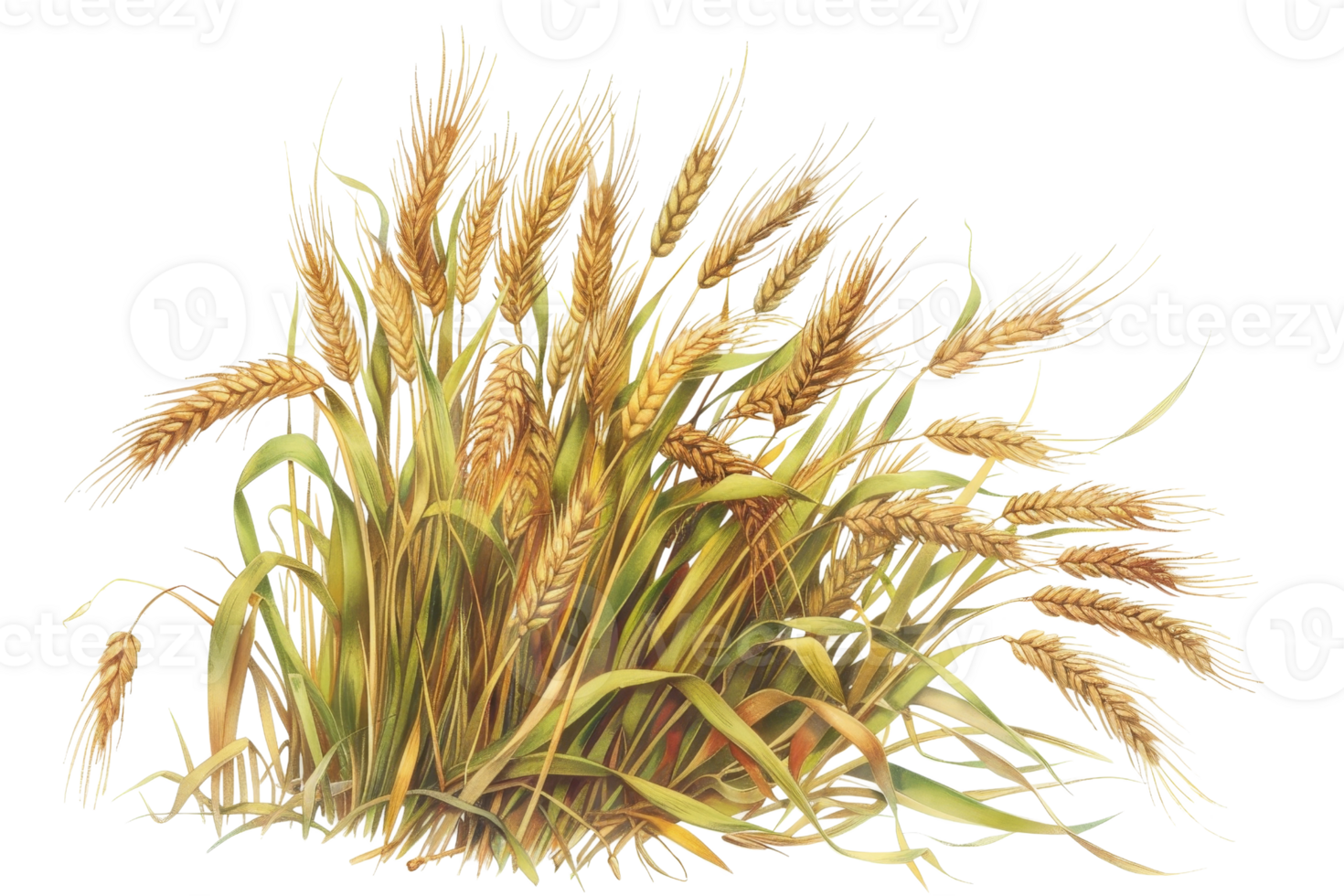 A beautifully detailed illustration of golden wheat stalks, capturing the essence of nature and agriculture in vibrant colors. png