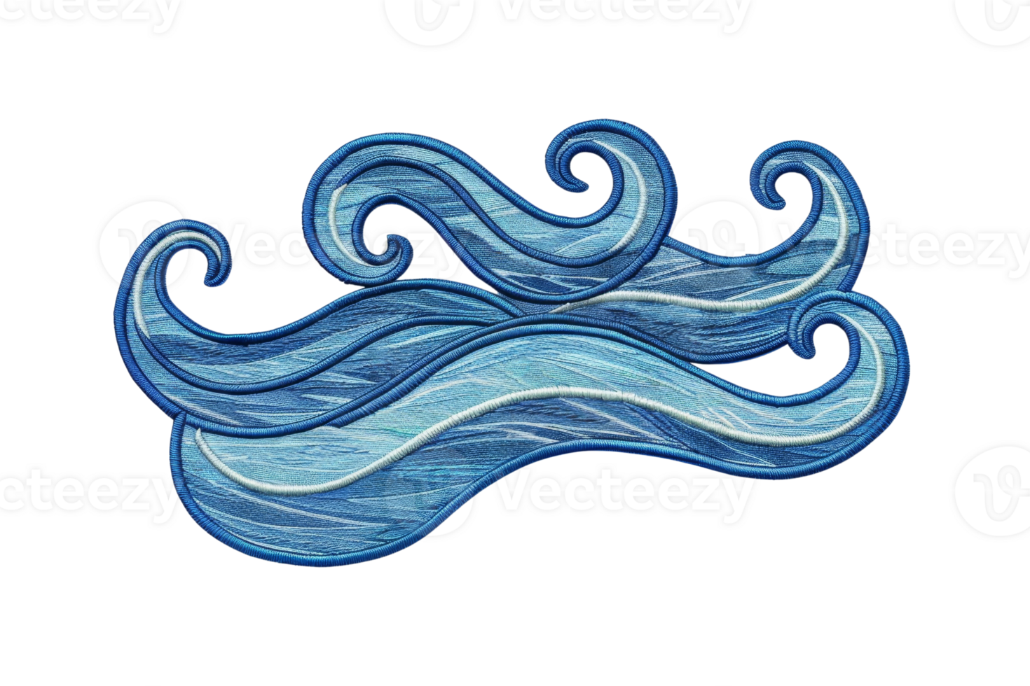 Illustration of blue ocean waves with intricate patterns, ideal for marine-themed designs, backgrounds, and art projects. png