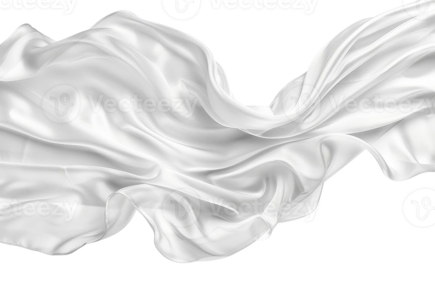 Elegant white silk fabric flowing gracefully, creating soft folds and smooth texture, perfect for backgrounds or textile designs. png
