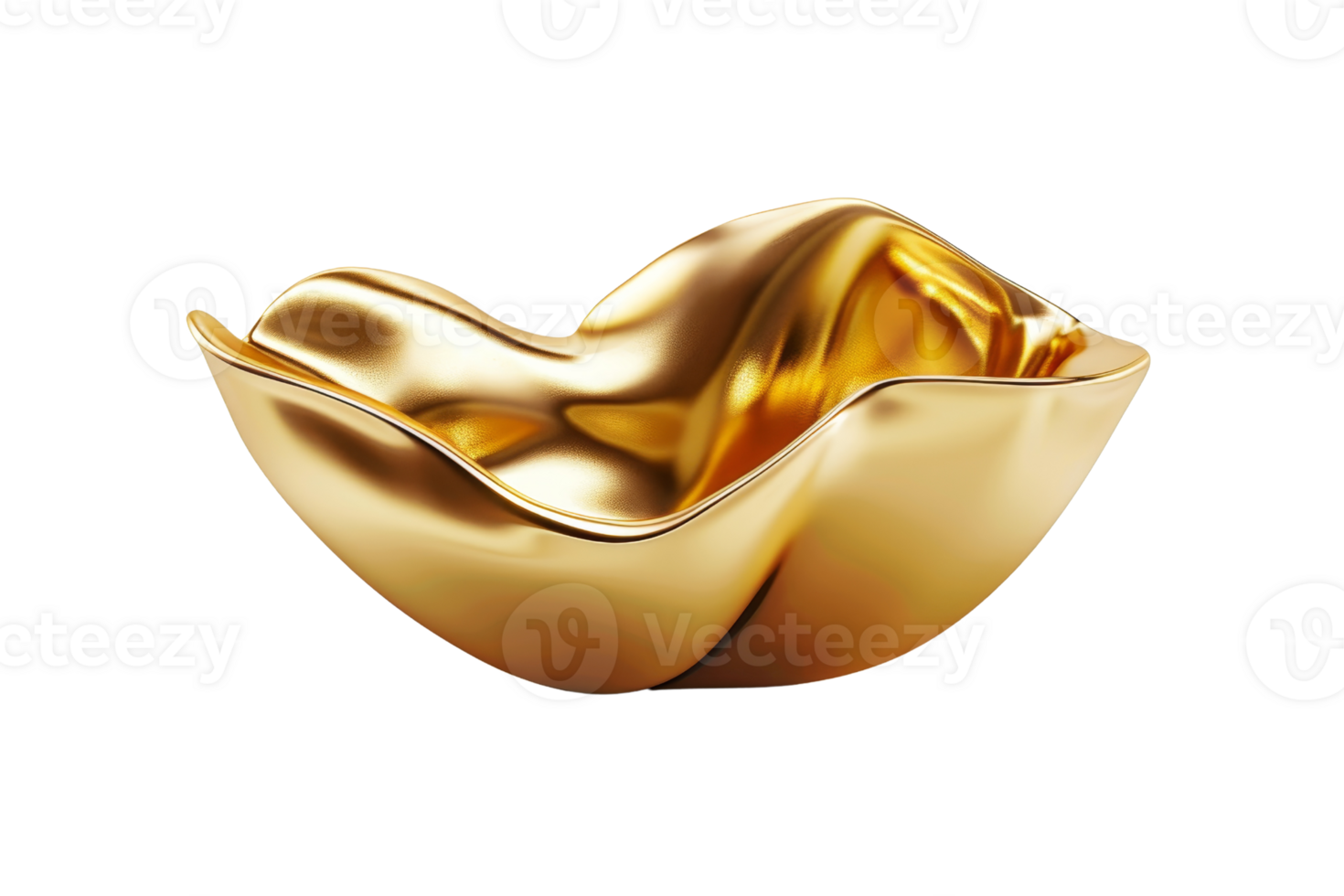 A gold bowl with a shiny surface. It is a beautiful piece of art. The bowl is placed on a white background png