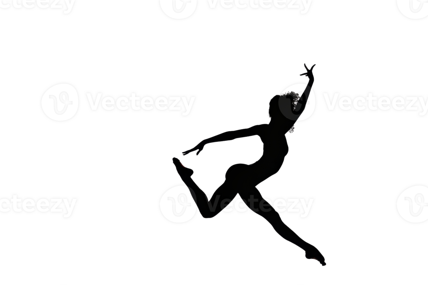 A silhouette of a dancer in a graceful leap against a transparent background. capturing the beauty and elegance of contemporary dance. png