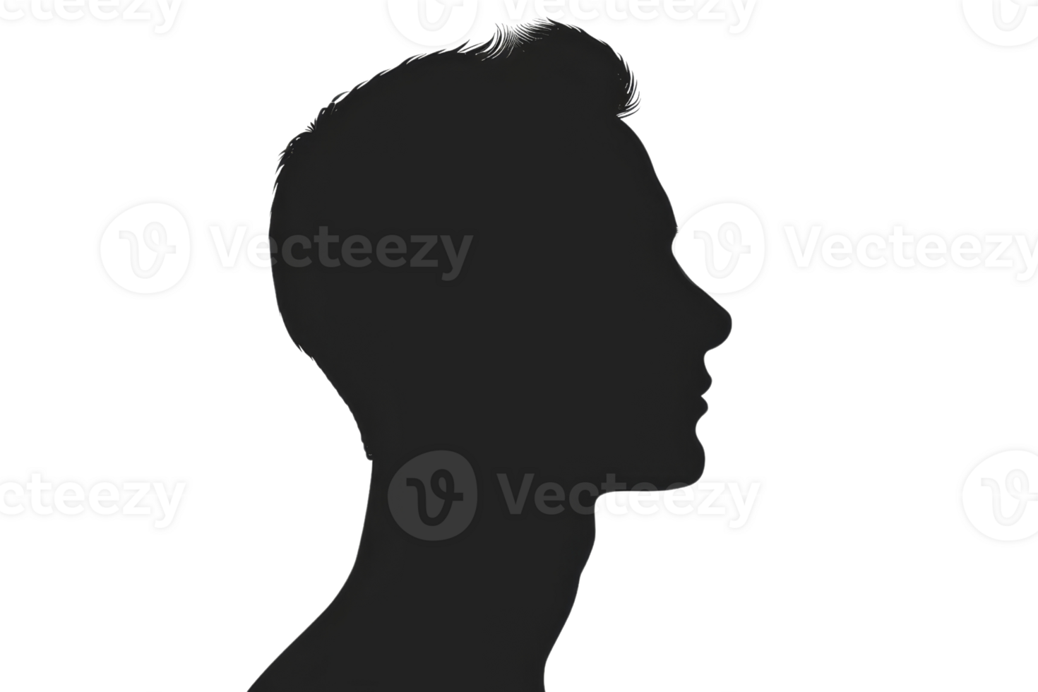 A man's head is shown in black and white. The image is of a man's head and neck, with no hair visible png