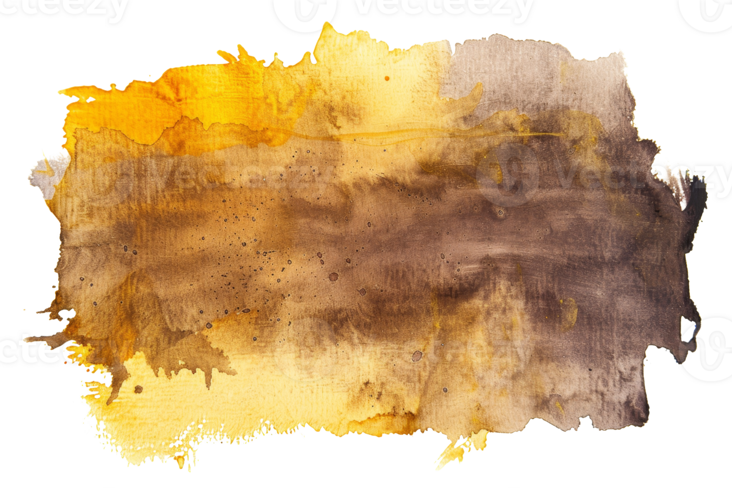 A yellow and brown paint splatter on a white background. The splatter is messy and chaotic, with no clear lines or shapes. The colors are bright and bold, creating a sense of energy and movement png