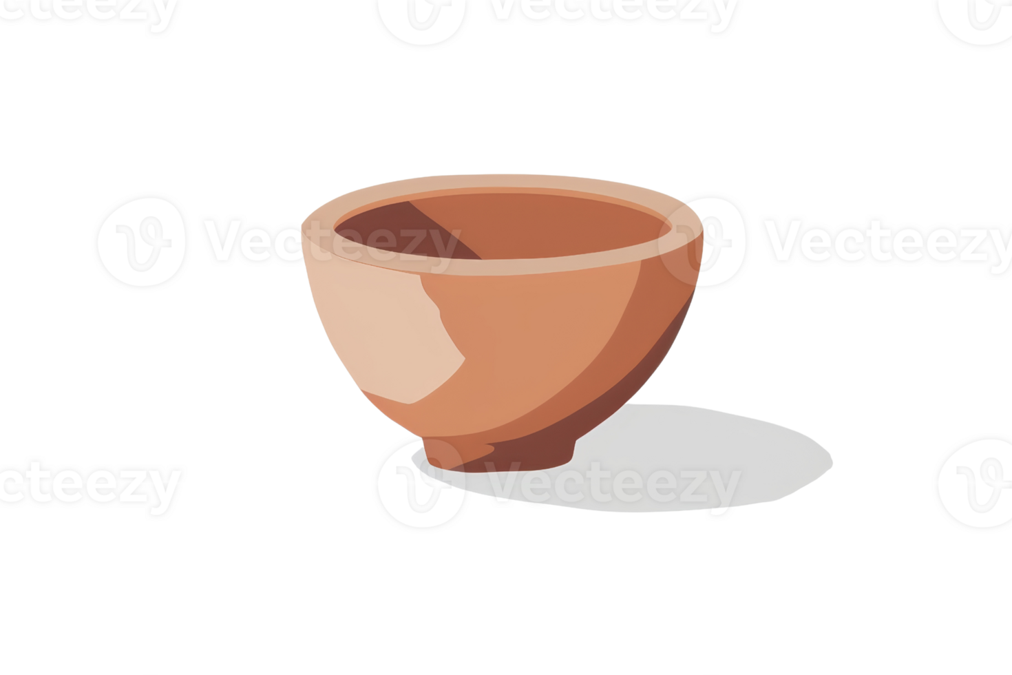 Isolated image of a simple ceramic bowl with natural tones and shadow, perfect for kitchenware and home decor concepts. png