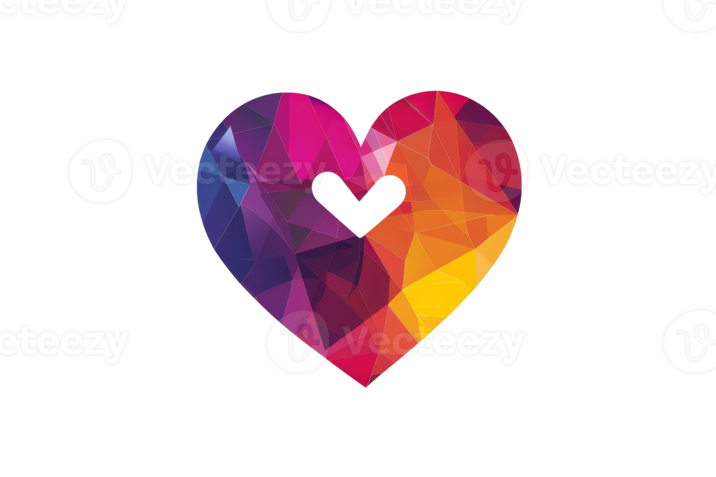 A colorful heart with a white background. The heart is made up of different colored triangles. The heart is a symbol of love and affection png