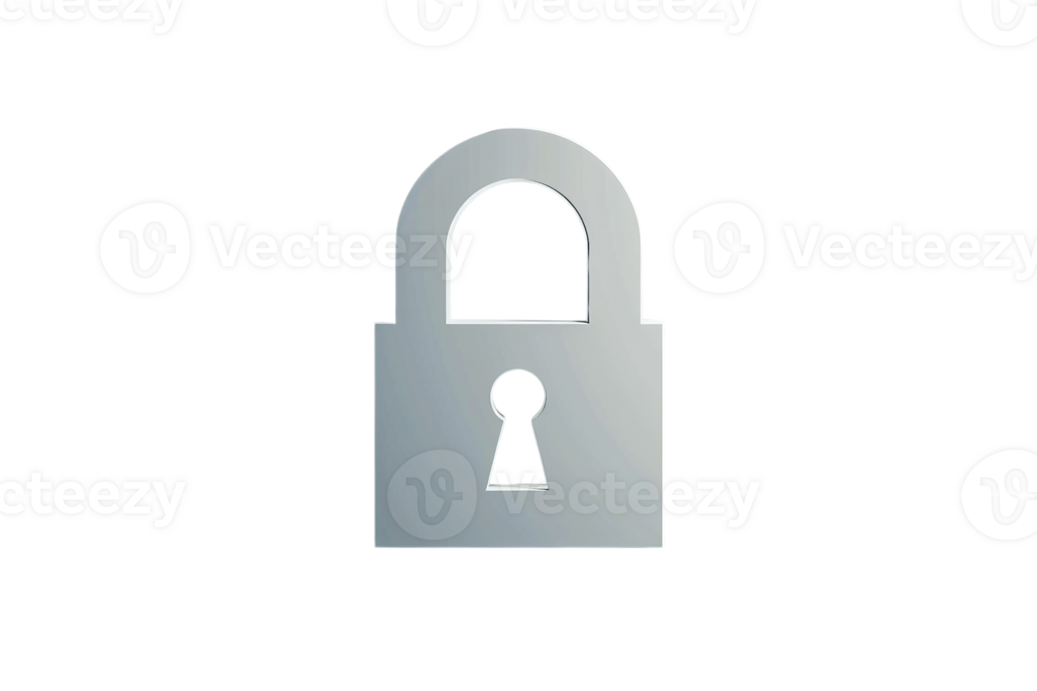A silver lock with a keyhole. The lock is on a white background png