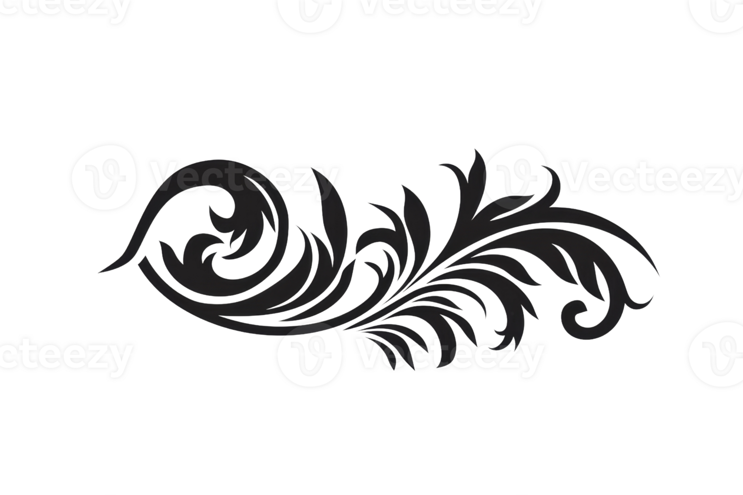A black and white design of a flower with a curvy stem. The design is very intricate and detailed png
