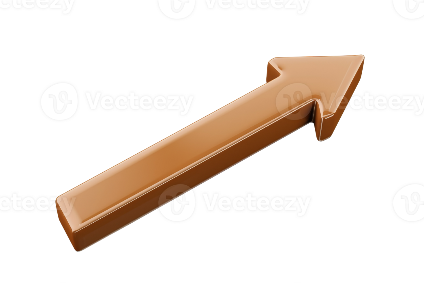 A brown arrow pointing upwards. The arrow is thin and long. It is on a white background png