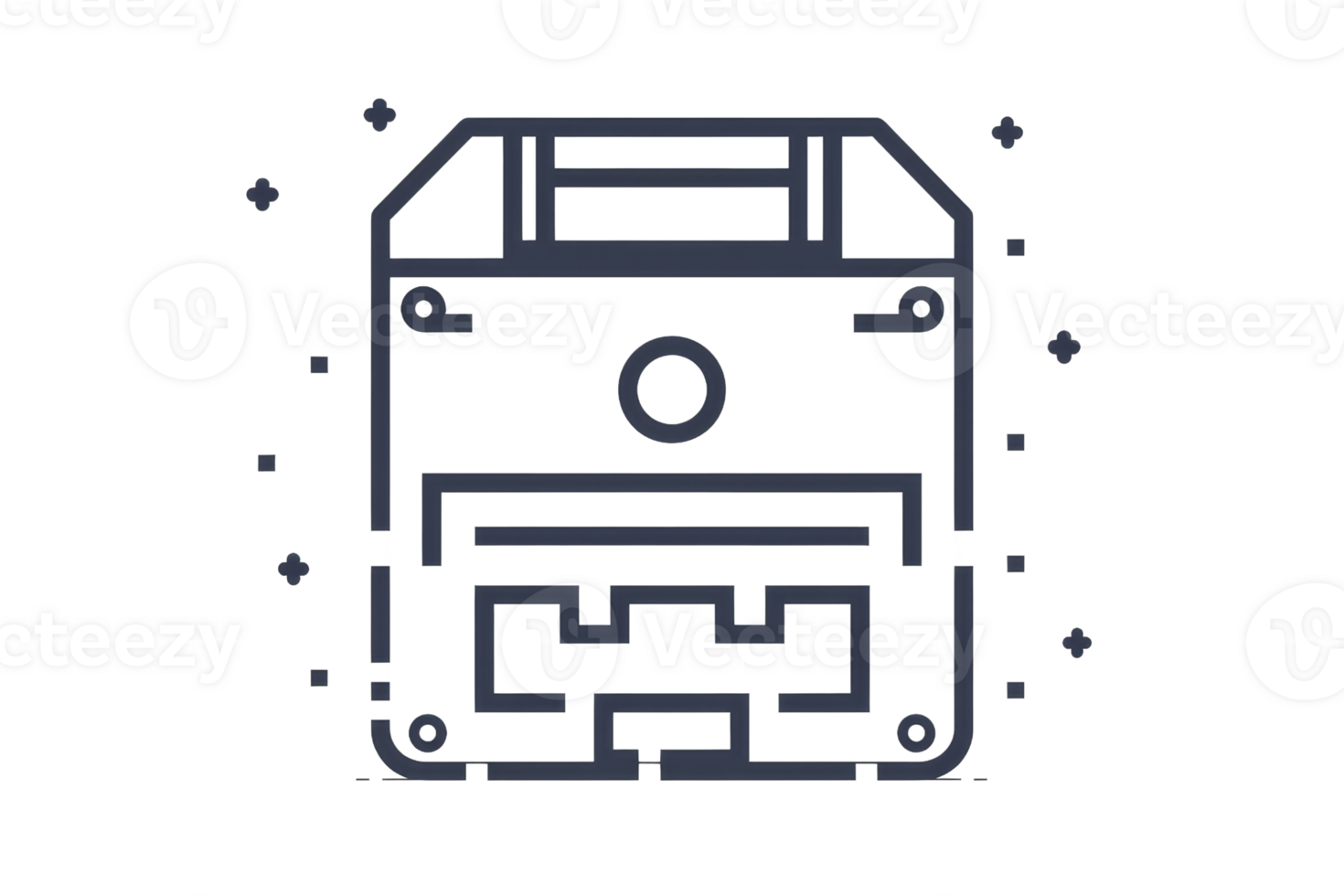 A black and white image of a floppy disc with a white background png
