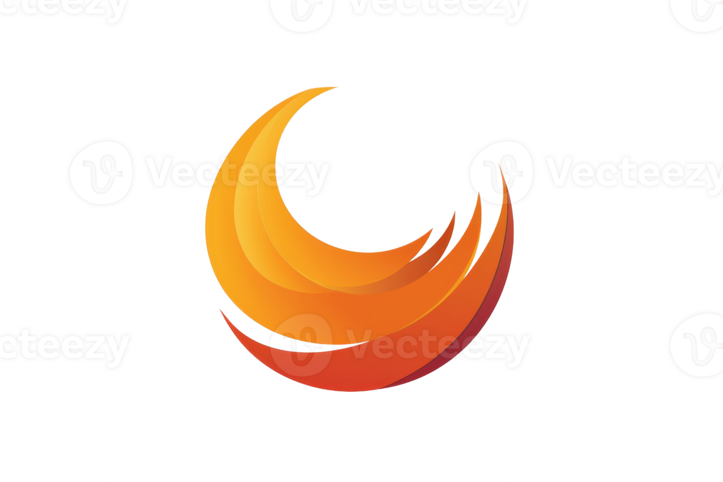 Modern abstract orange and red curved shape logo design on a transparent background. perfect for branding, marketing, and creative projects. png