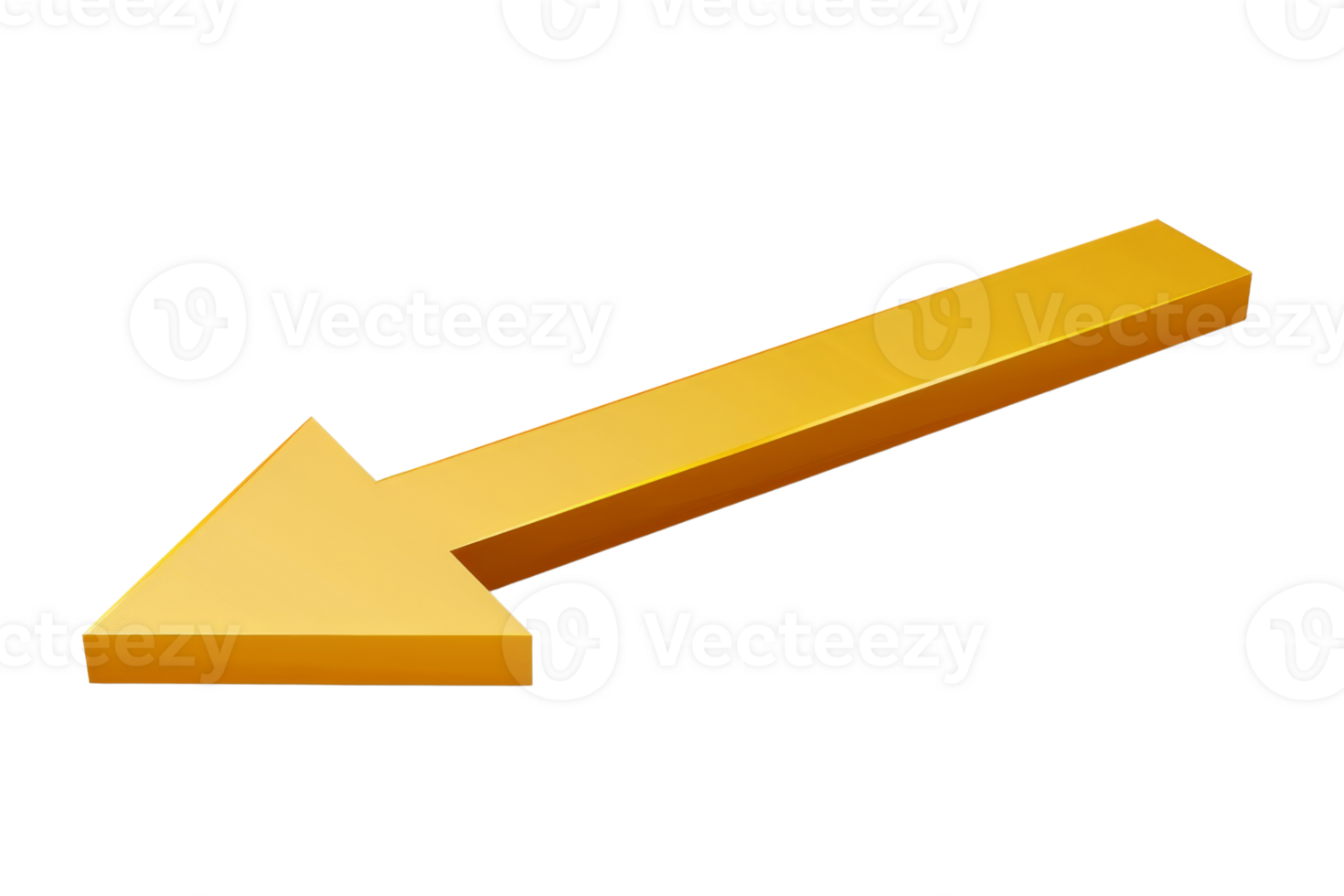 Golden arrow pointing left on a transparent background. High-quality graphic perfect for directional signs and navigation icons. png