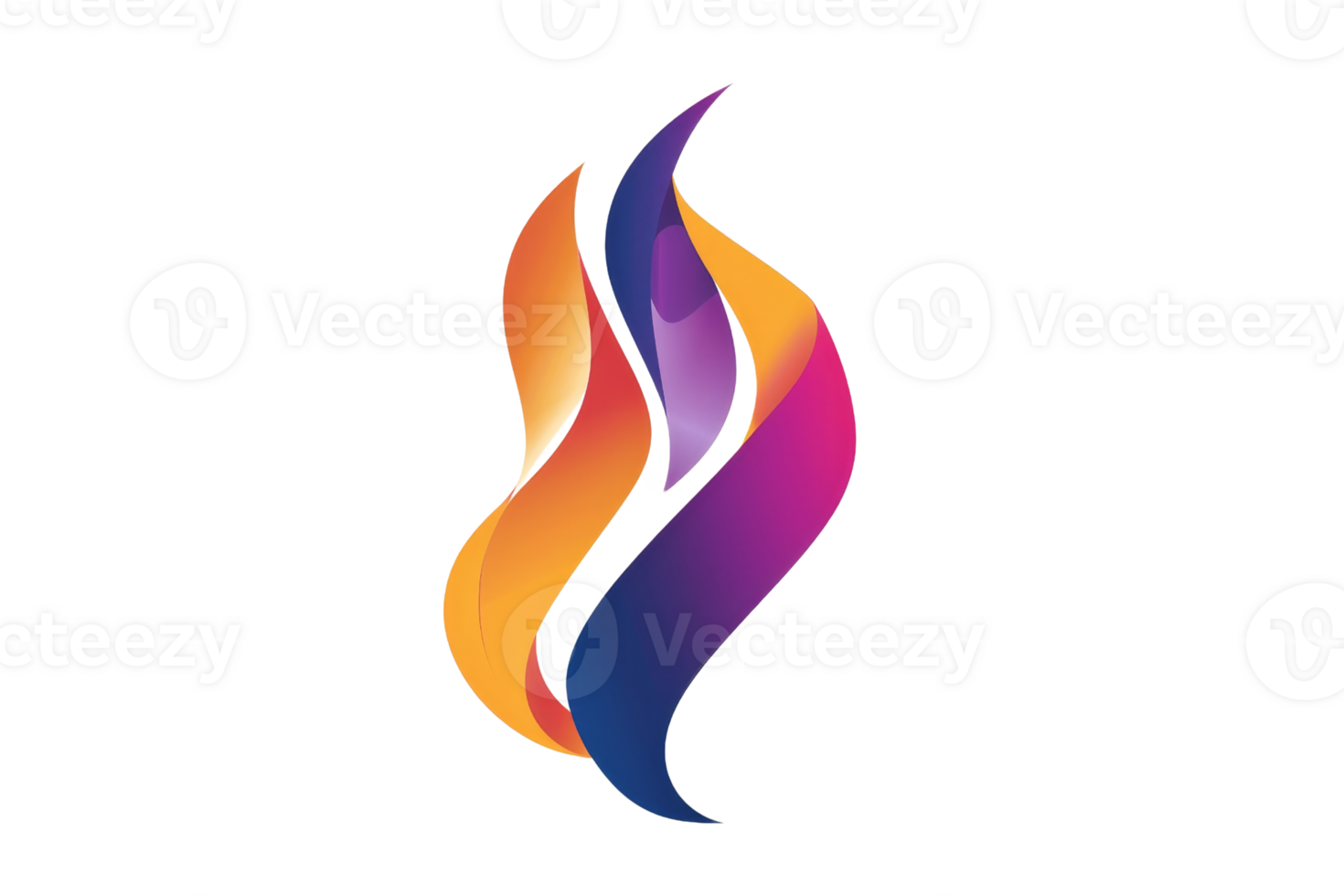 A colorful flame with a blue and orange tail. The flame is surrounded by a white background. Concept of energy and excitement png