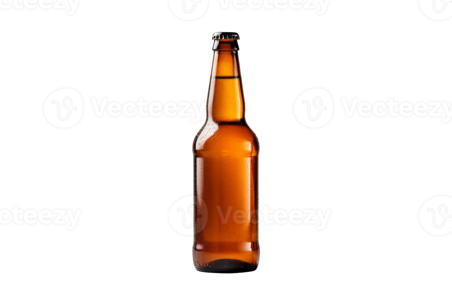 A bottle of beer is sitting on a white background. The bottle is half full and has a label on it png