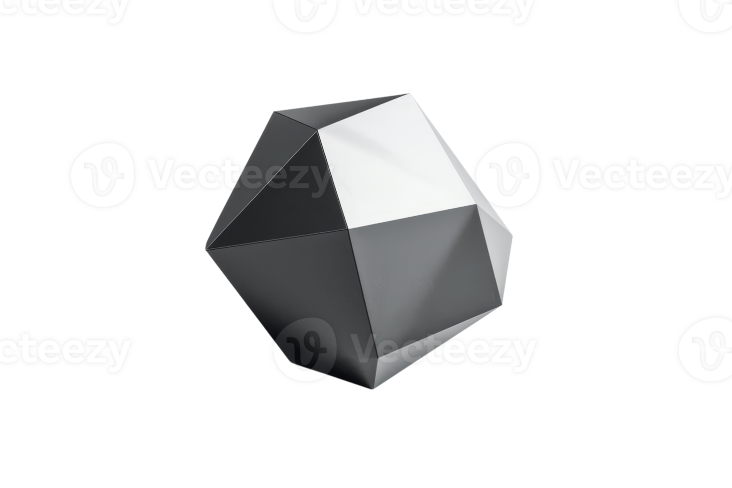 A black and white cube with a white dot in the middle. The cube is made of paper and has a shiny surface png