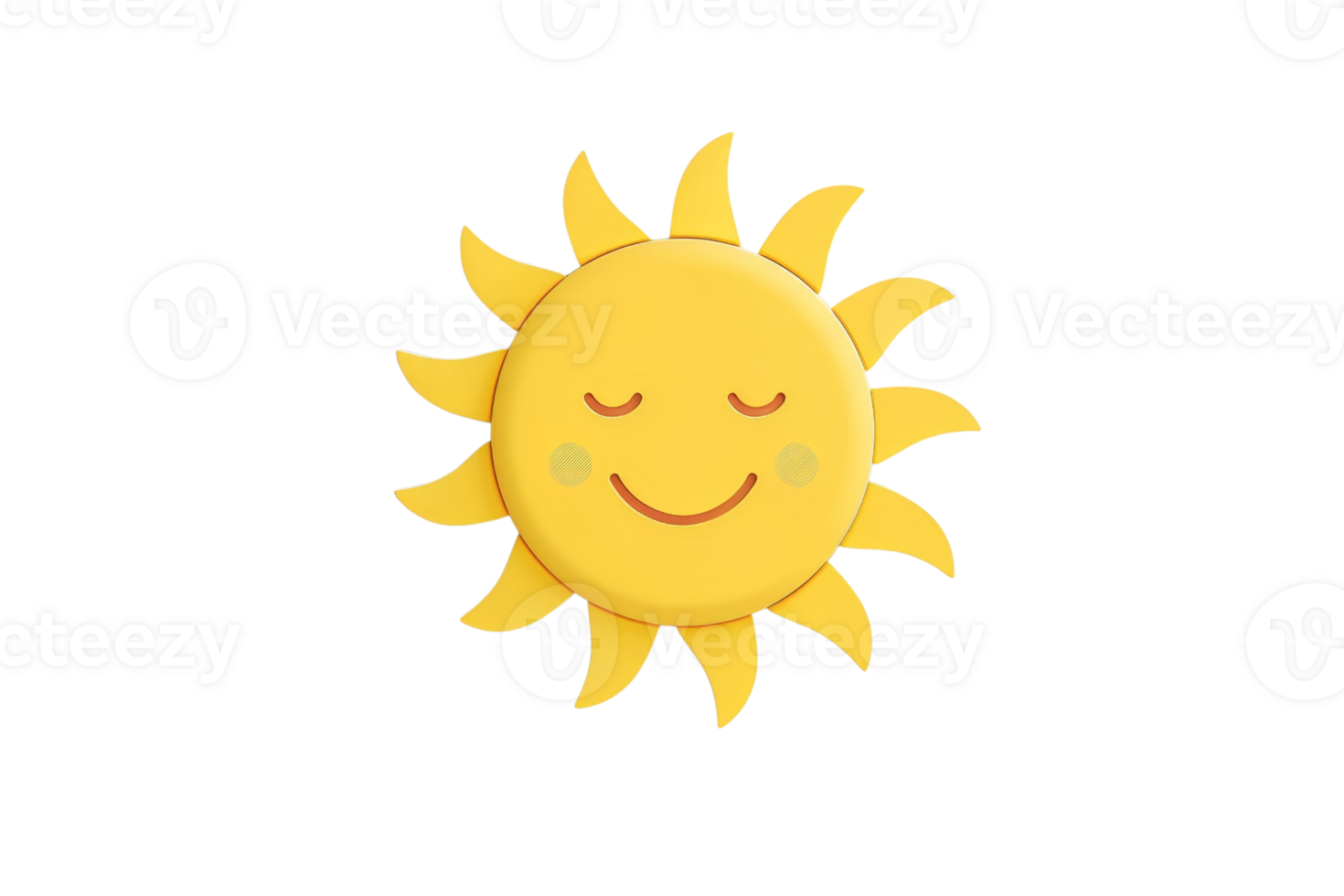 Cute smiling sun illustration with yellow rays and a happy face, representing happiness, warmth, and positivity. png