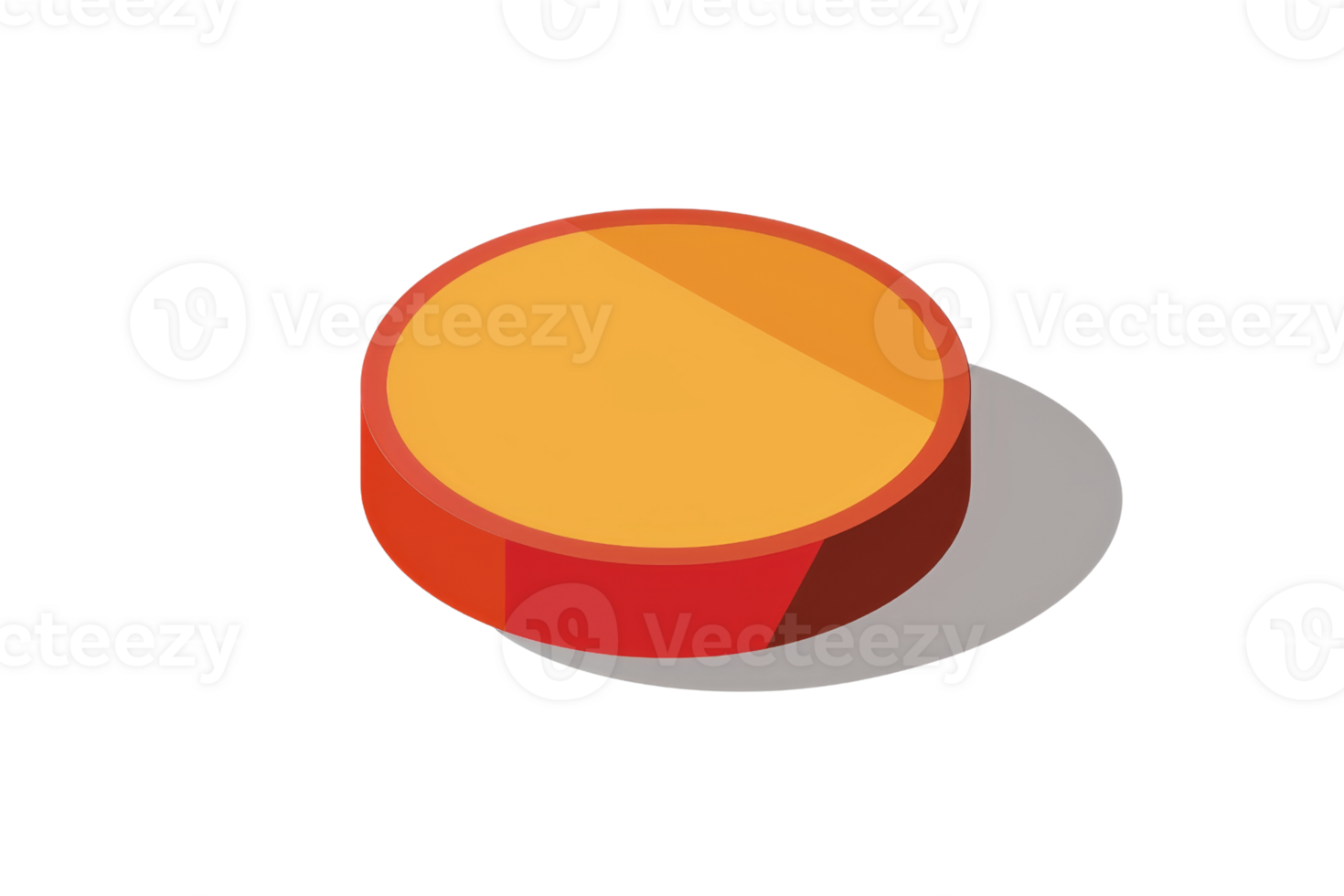 Illustration of a single orange and red round disk object with a shadow. Ideal for games, animations, and design projects. png