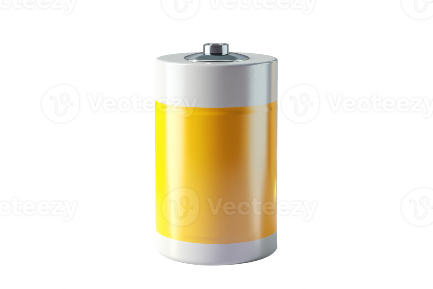 alto risoluzione Immagine di un' singolo giallo cilindrico batteria isolato su un' trasparente sfondo. Perfetto per tecnologia e energia temi. png