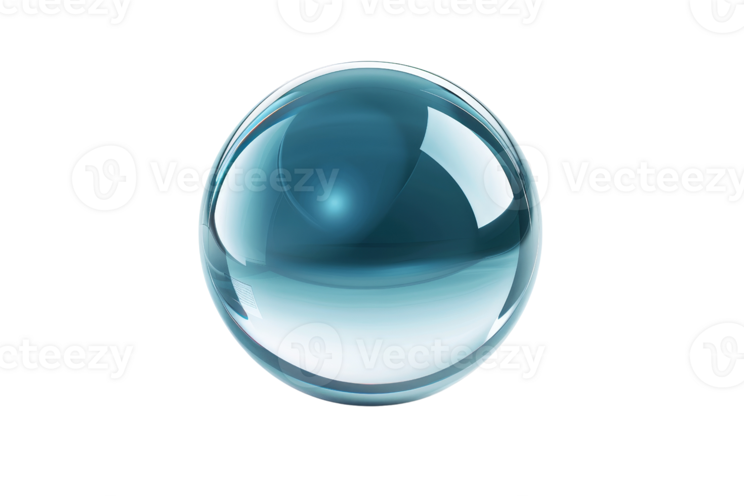 A clear, blue sphere with a reflective surface. The sphere is sitting on a white background png