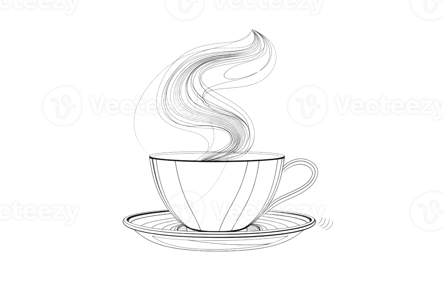A cup of coffee with steam rising from it. The steam is swirling and the cup is sitting on a saucer png