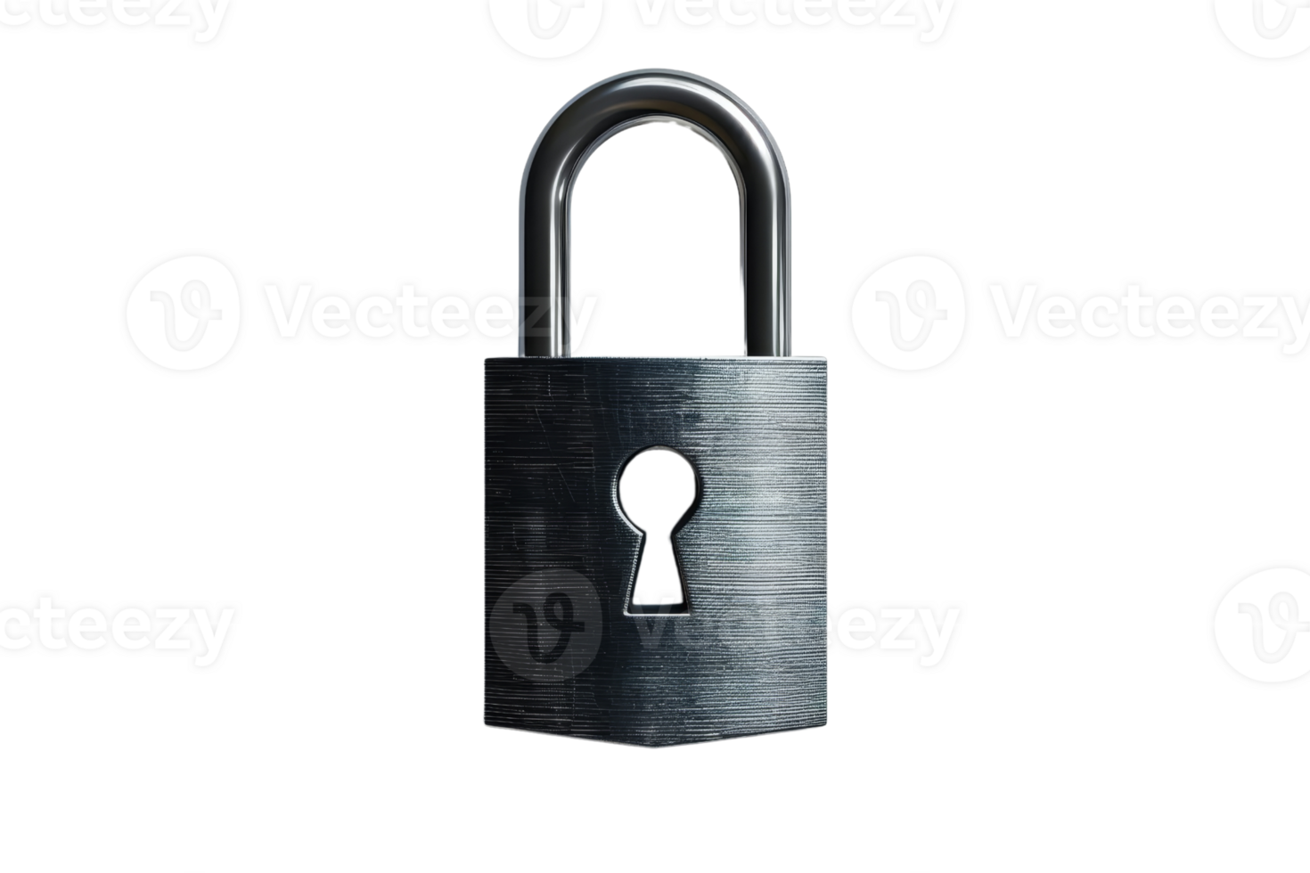 A silver lock with a keyhole and a silver handle png