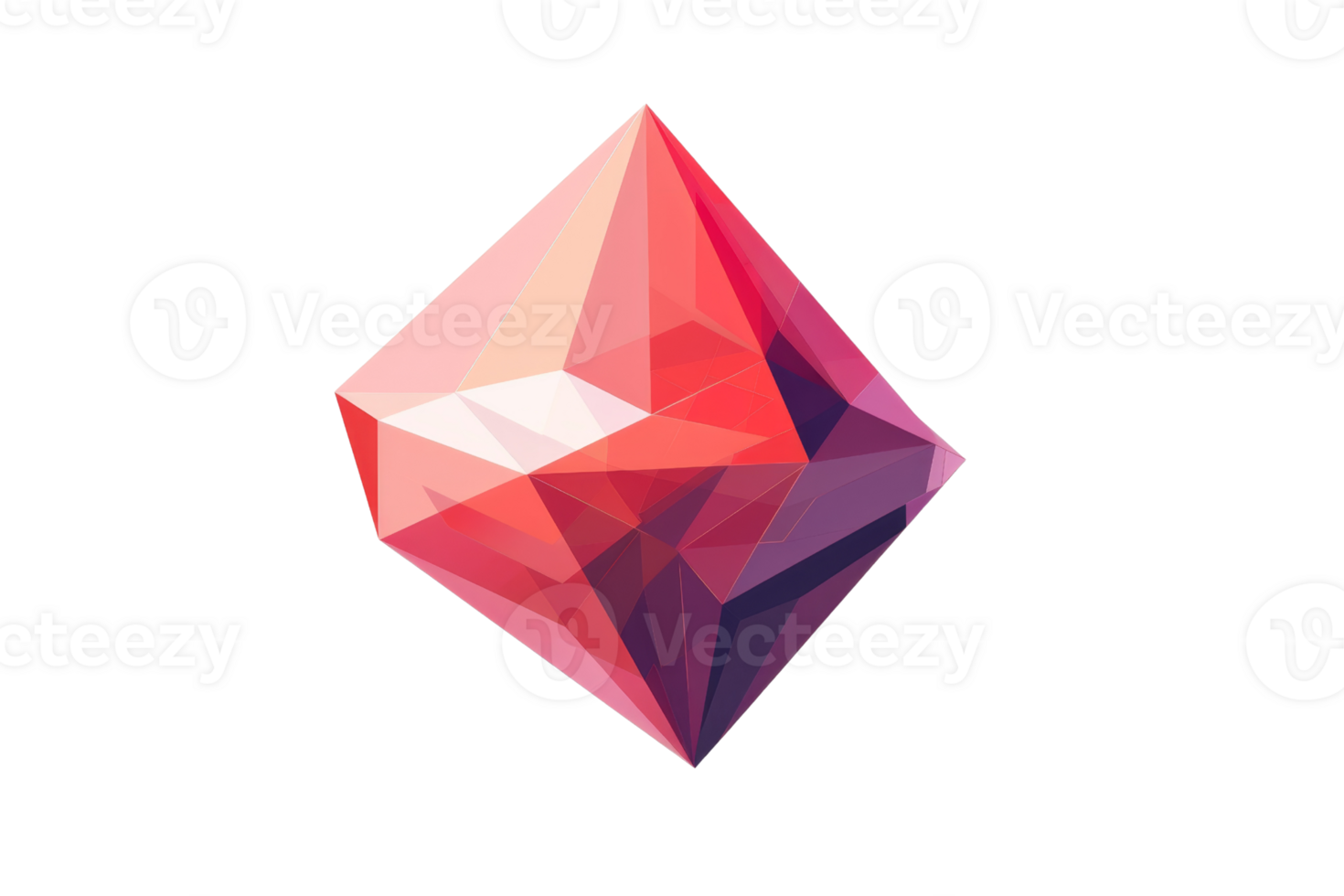 A red and pink cube with a white background. The cube is made of a material that looks like it is made of glass png